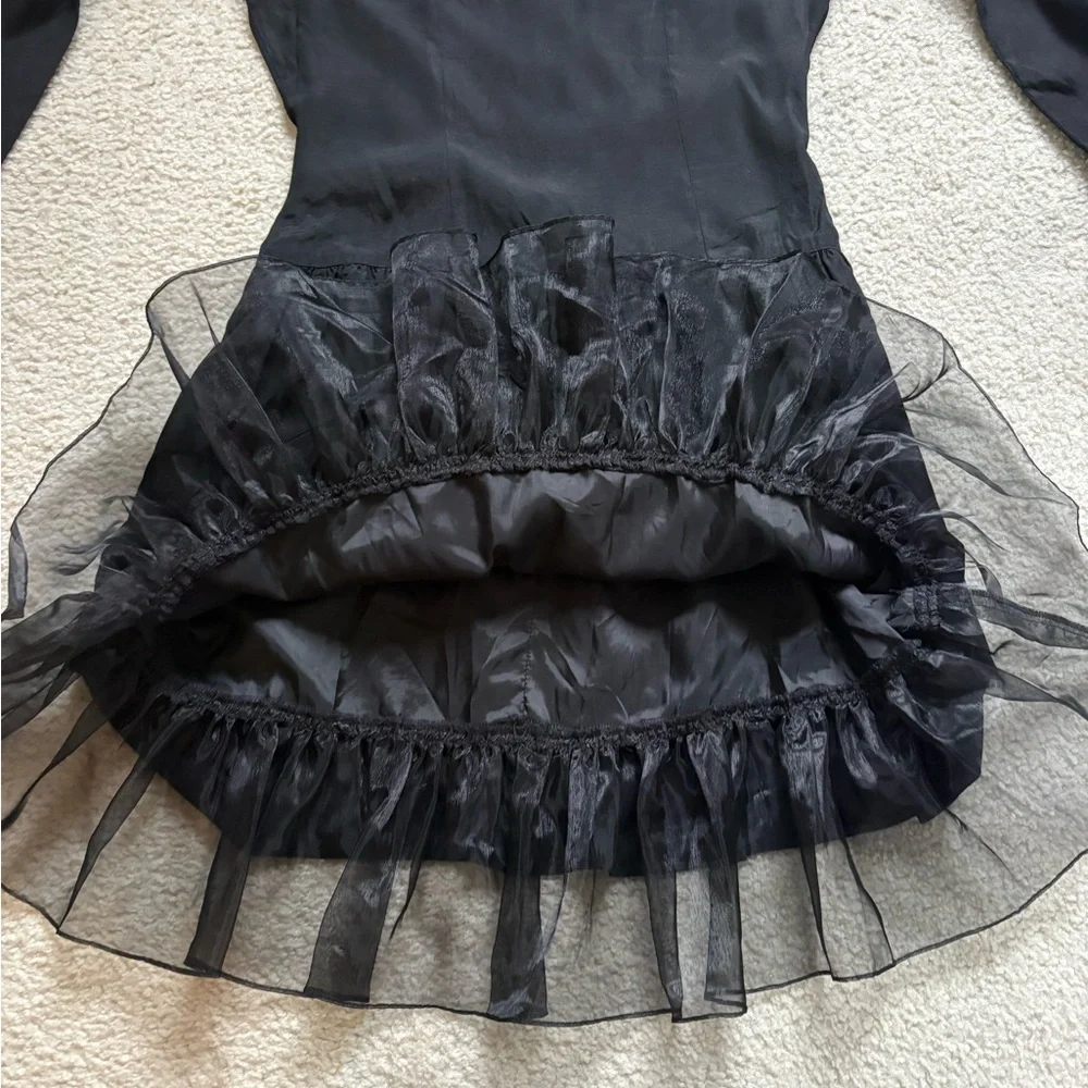 Vintage Apollo black whimsigoth fairy grunge taffeta dress, sz S (sz M juniors) - Picture 6 of 9